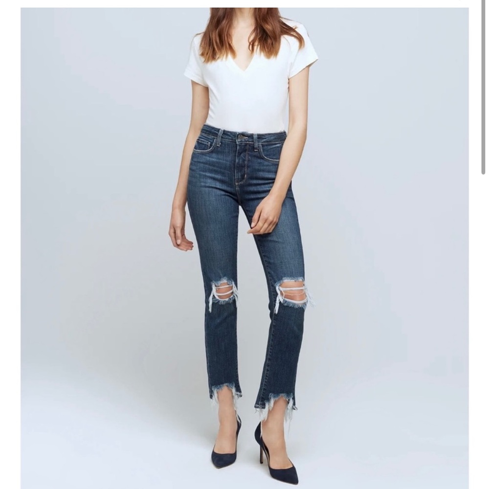 L'Agence High Line Skinny High Rise Classic Vintage Destruct Size 26
